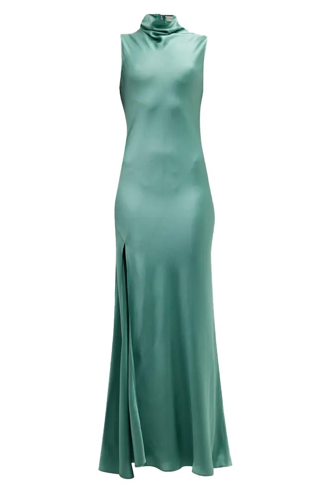 LAPOINTE-Drape Neck Sleeveless Dress-