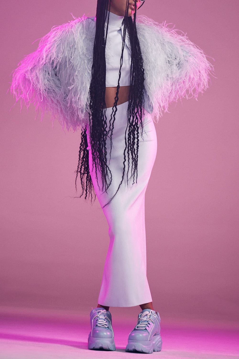 LAPOINTE-Feather Cropped Bomber-CLOUD