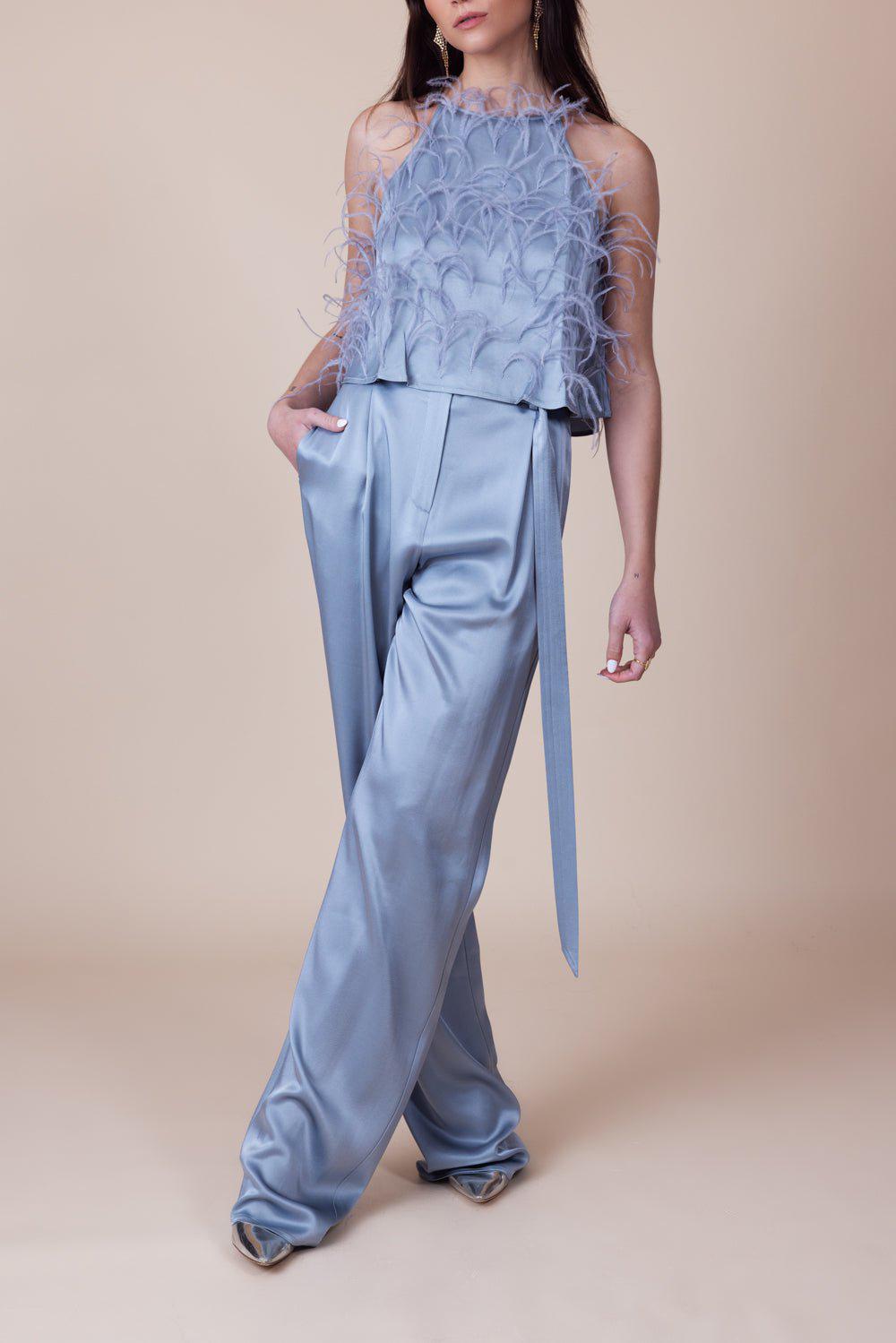 LAPOINTE-High Waisted Belt Pant - Dove-