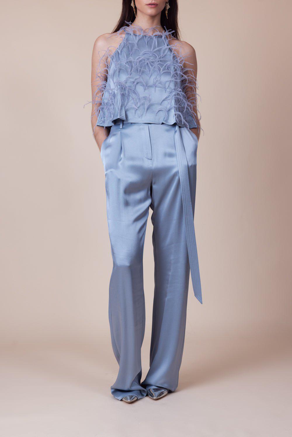 LAPOINTE-High Waisted Belt Pant - Dove-