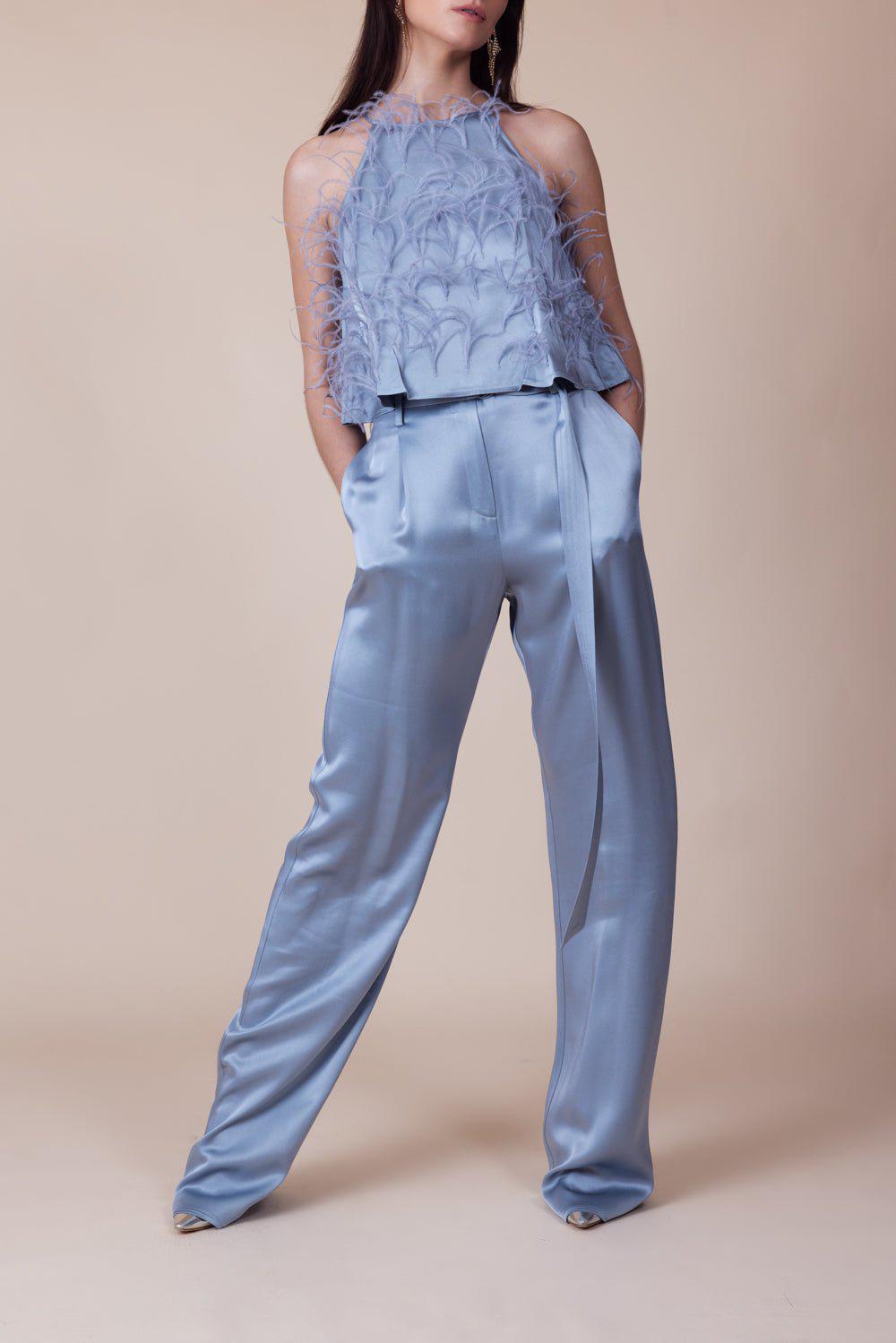 LAPOINTE-High Waisted Belt Pant - Dove-
