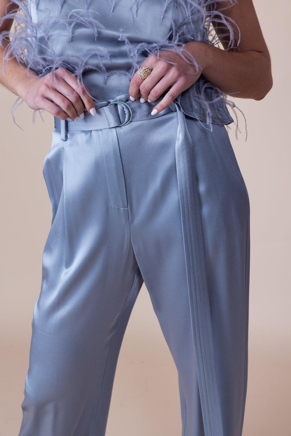 LAPOINTE-High Waisted Belt Pant - Dove-