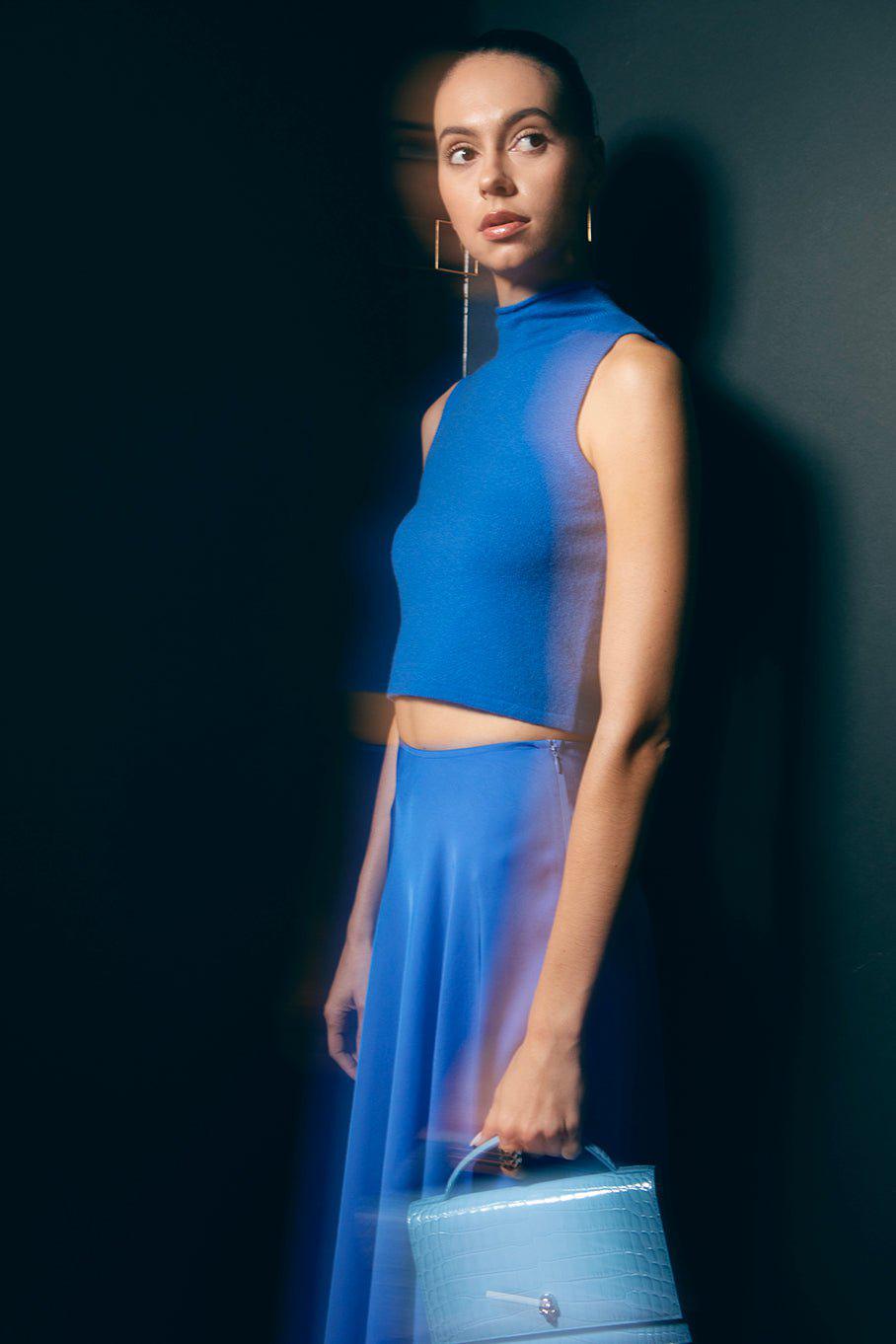 LAPOINTE-Lightweight Textured Satin Handkerchief Skirt-
