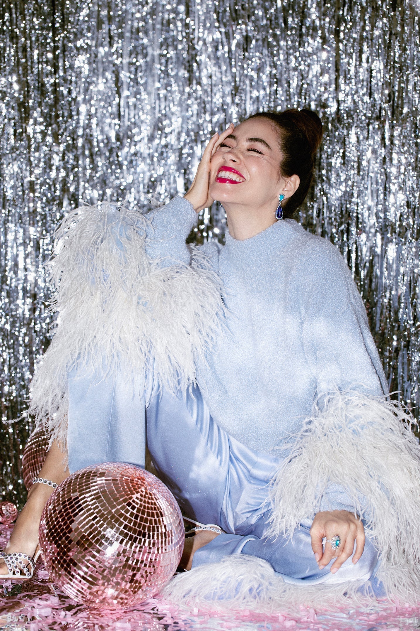 LAPOINTE-Ostrich Feather Sweater-