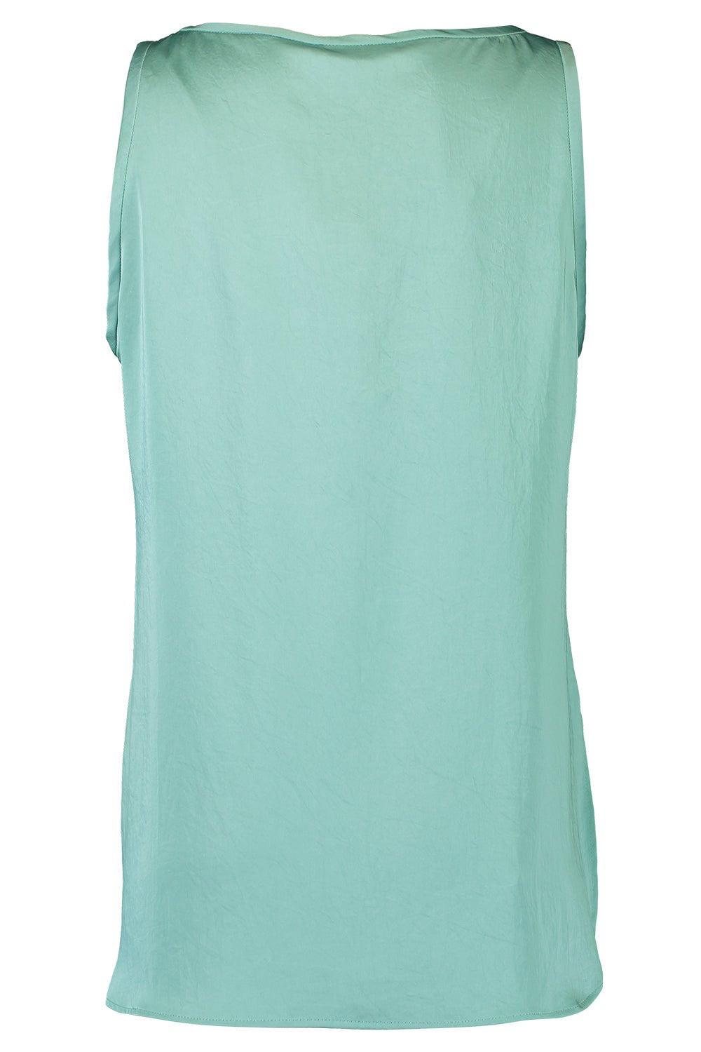 LAPOINTE-Lightweight Texture Satin Scoop Neck Tank - Sea Green-