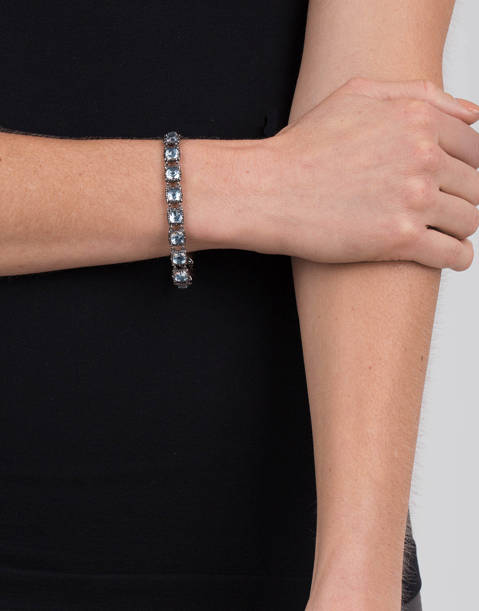 LARKSPUR & HAWK-Bella Small Jeu De Paume Sky Bracelet-SILVER