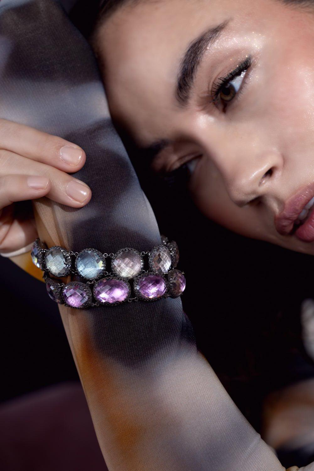 LARKSPUR & HAWK-Olivia Button Bracelet-SILVER