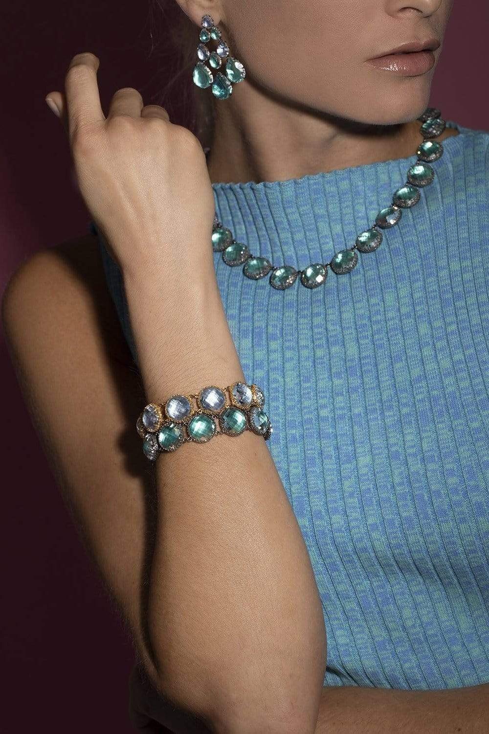 LARKSPUR & HAWK-Olivia Button Bracelet - Mint-SILVER