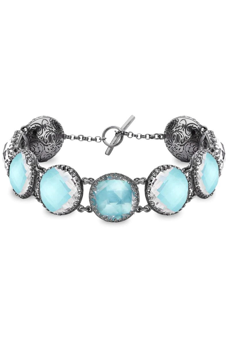 LARKSPUR & HAWK-Olivia Button Bracelet - Mint-SILVER