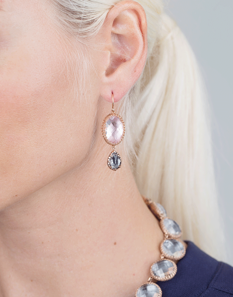 LARKSPUR & HAWK-Sadie Oval And Pear Drop Earrings-ROSE GOLD