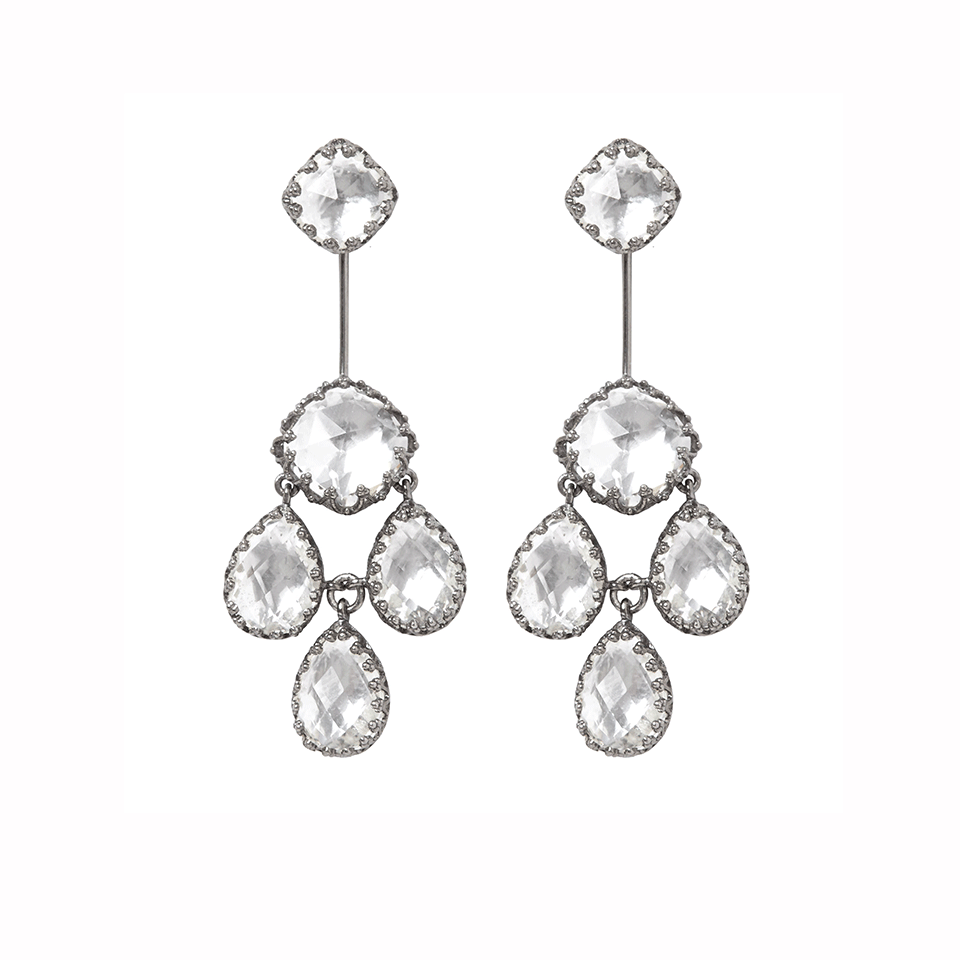 LARKSPUR & HAWK-Antoinette Suspended Girandole Earrings-SILVER