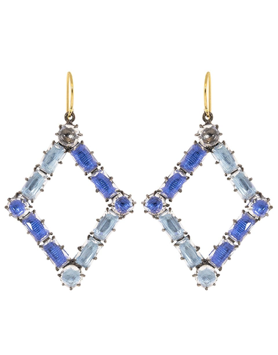 LARKSPUR & HAWK-Azure and Chambray White Quartz Caterina Rhombus Earrings-SILVER