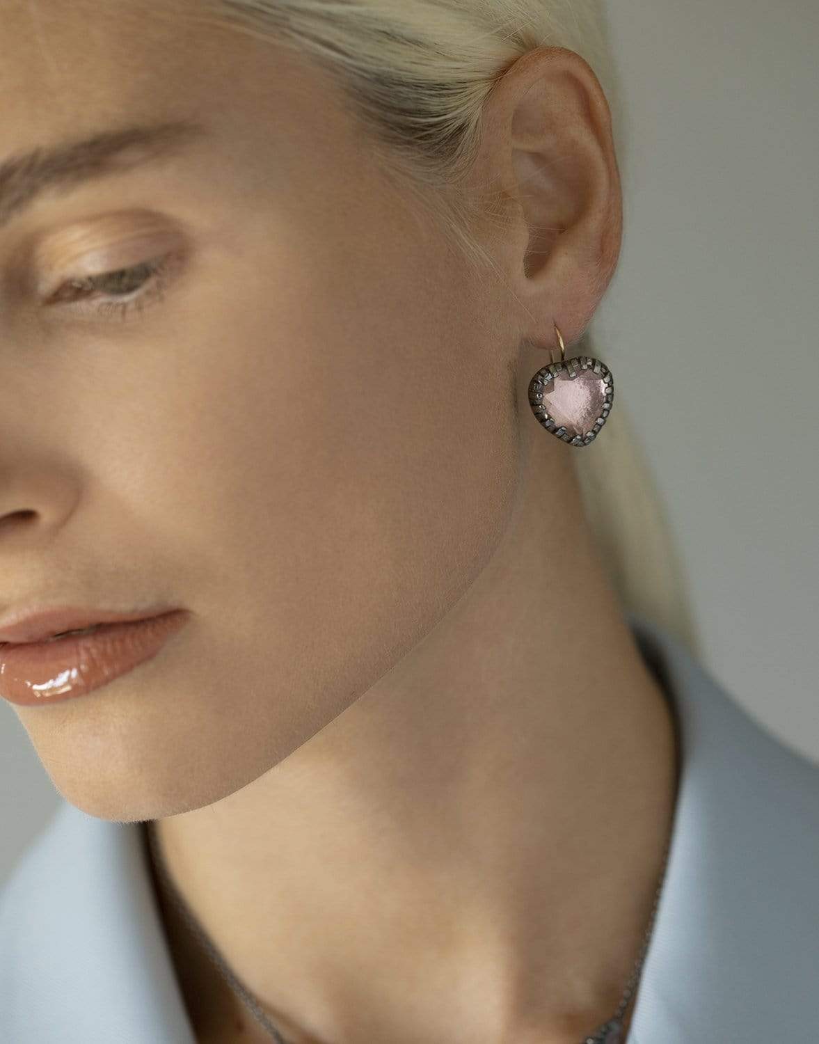 LARKSPUR & HAWK-Blush Valentina "I Love NY" Button Earrings-SILVER