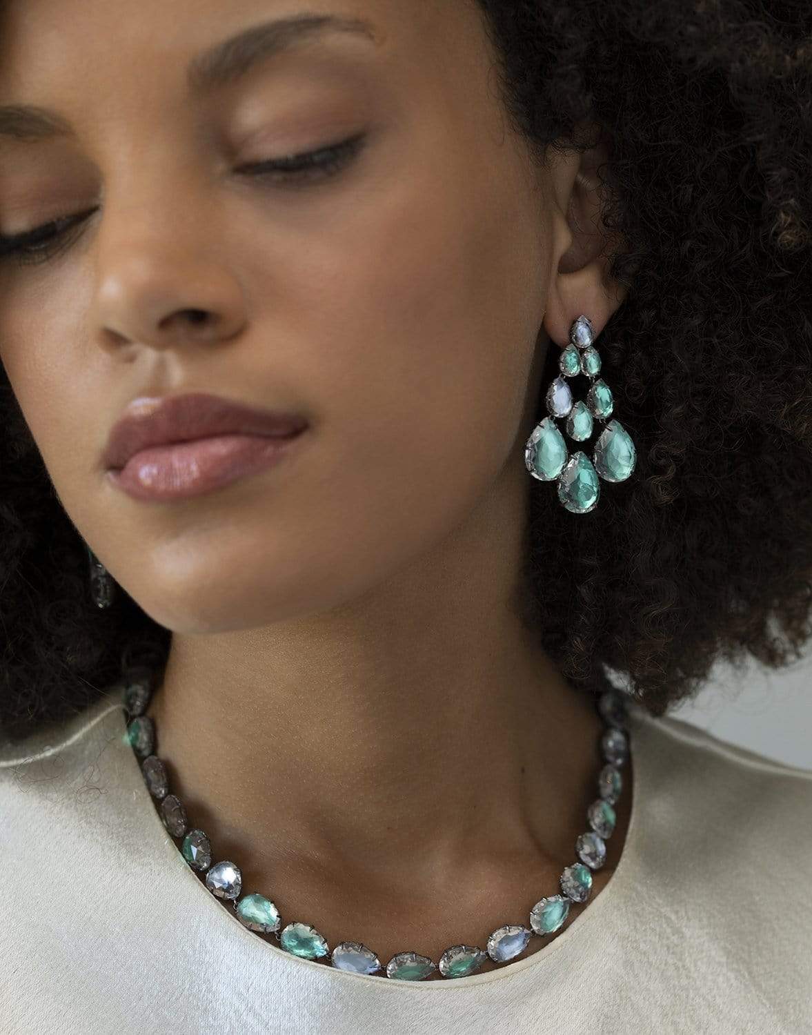 LARKSPUR & HAWK-Caterina Chandelier Earrings - Aegean-SILVER