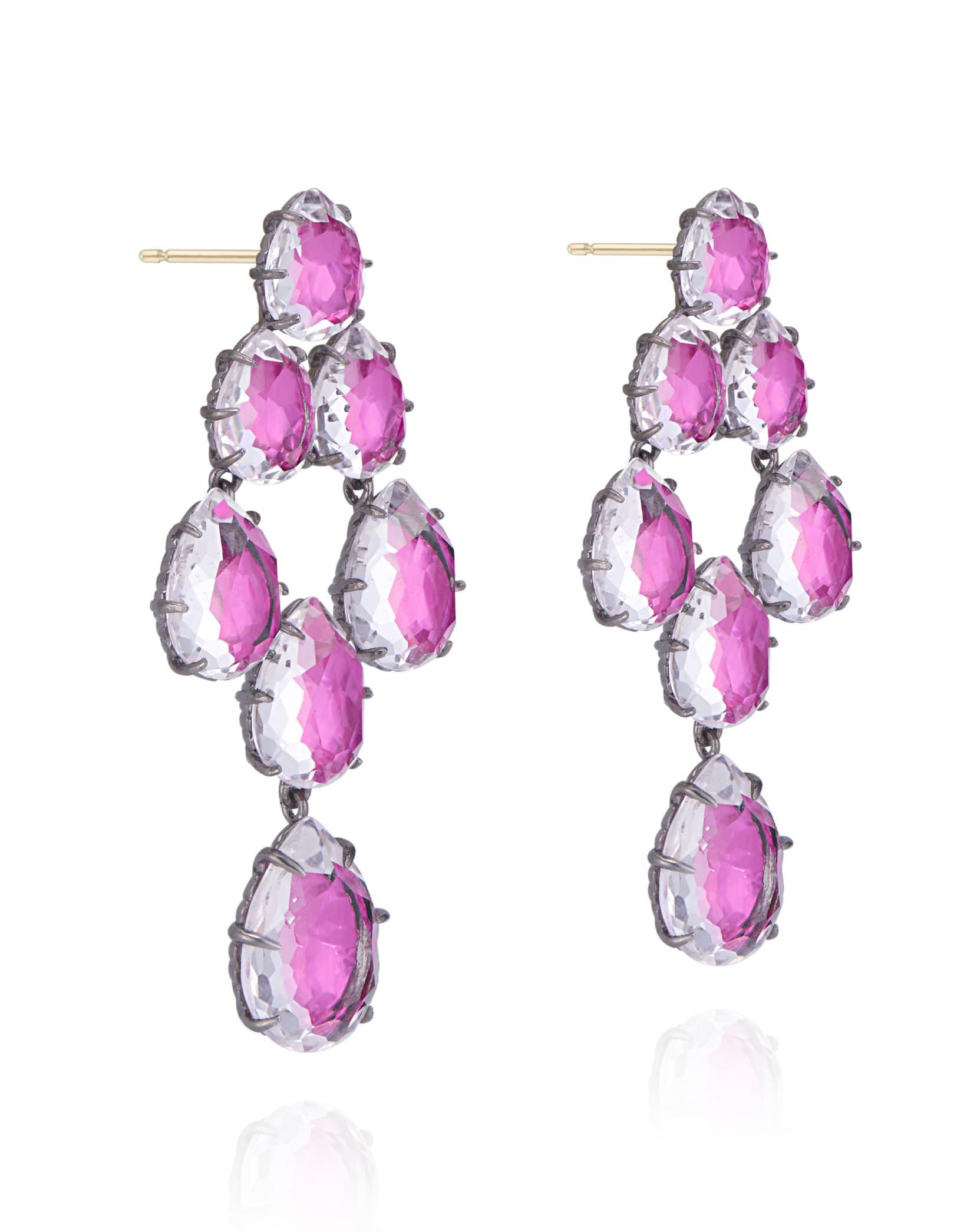 LARKSPUR & HAWK-Caterina Swag Drop Earrings - Fuchsia-SILVER
