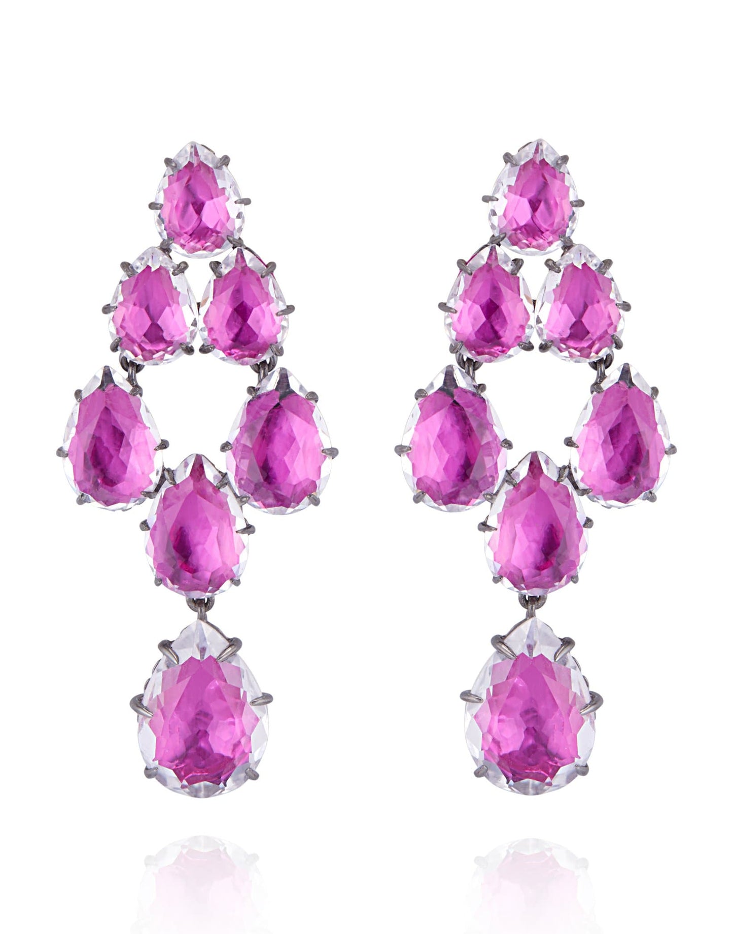 LARKSPUR & HAWK-Caterina Swag Drop Earrings - Fuchsia-SILVER