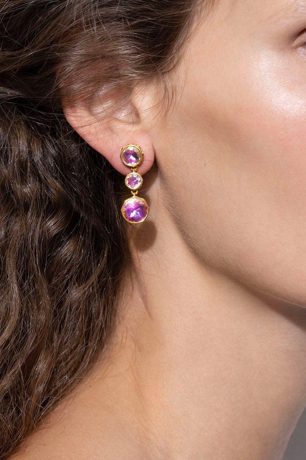 LARKSPUR & HAWK-Catherine Rose Round 3-Drop Earrings-SILVER