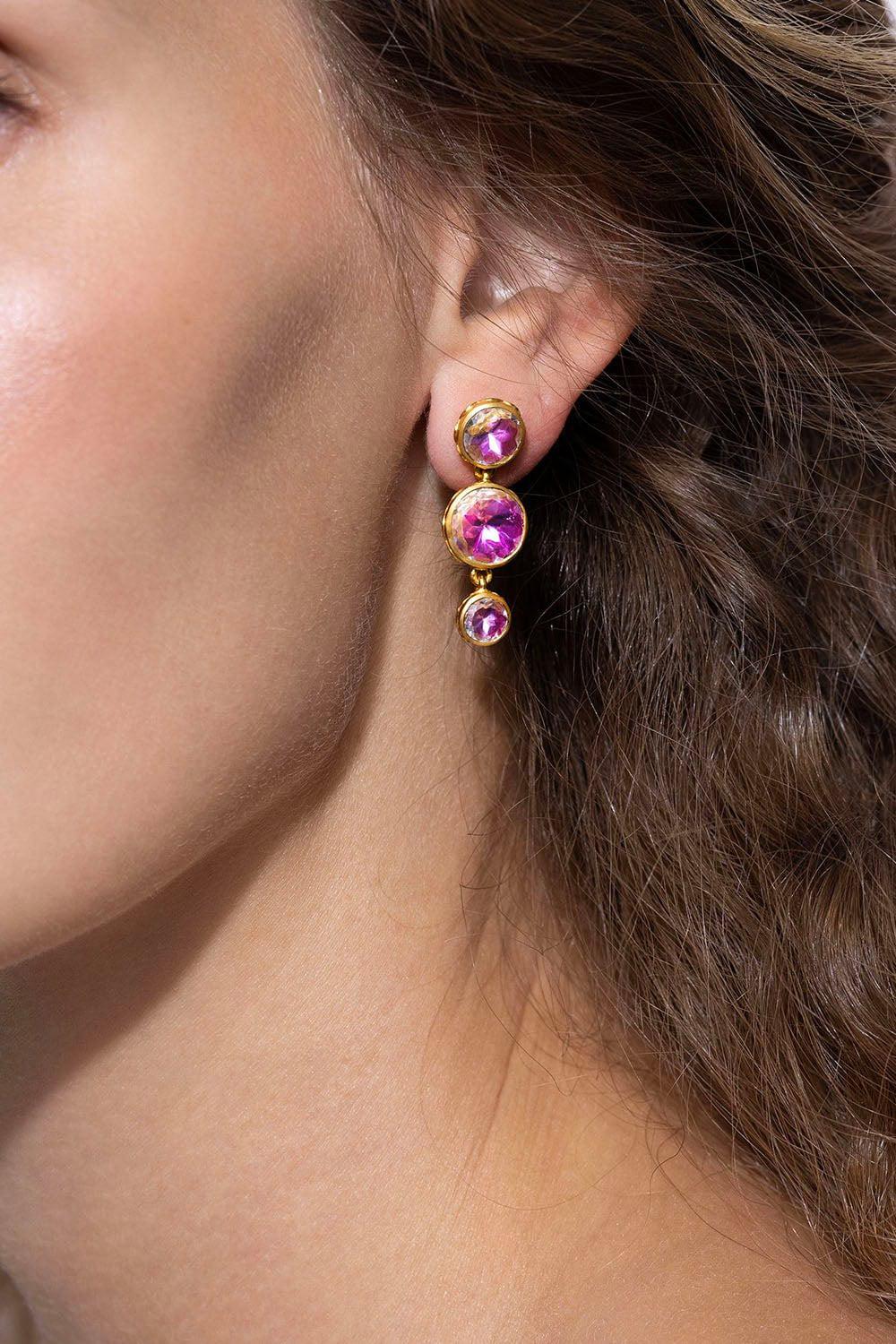 LARKSPUR & HAWK-Catherine Rose Round 3-Drop Earrings-SILVER