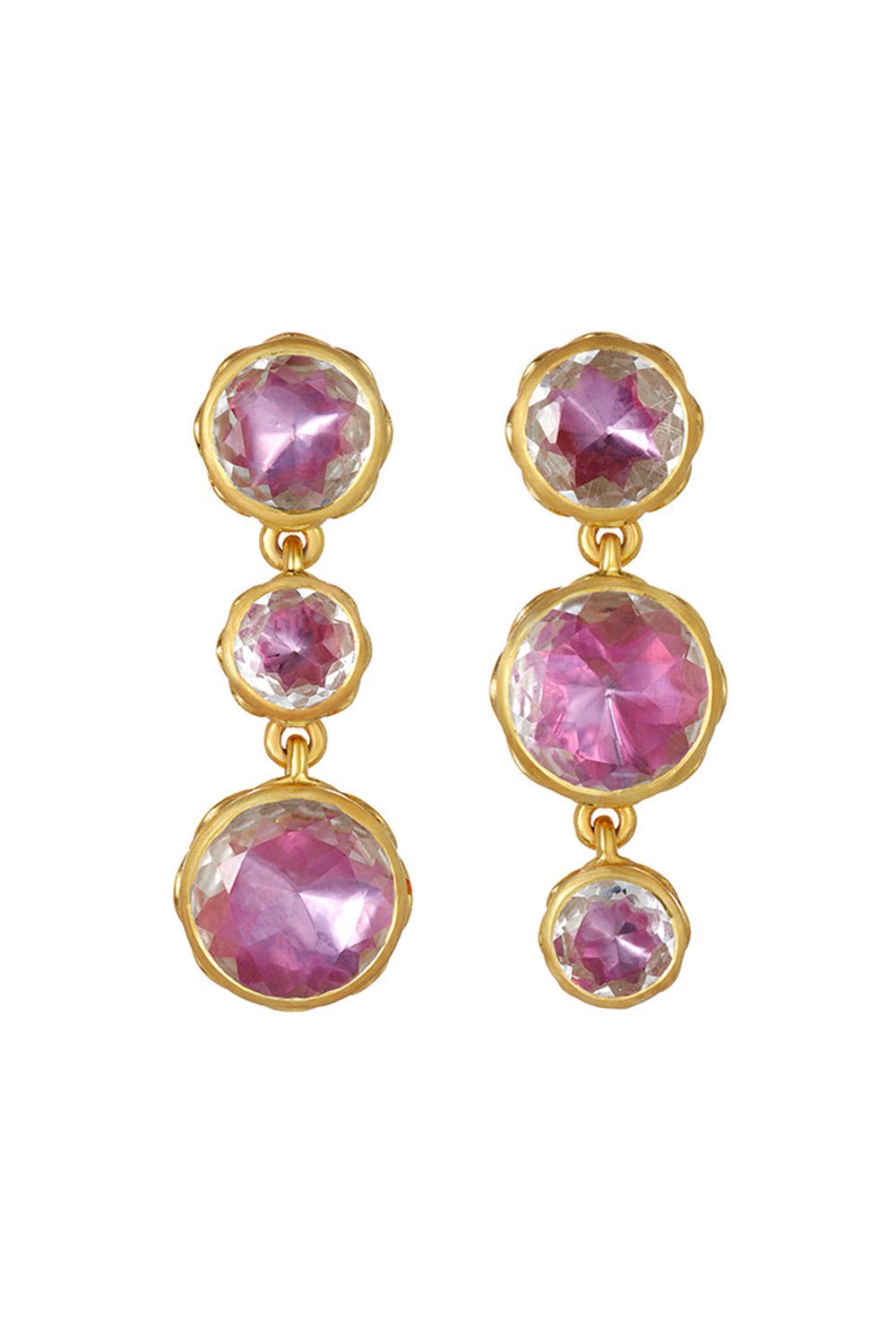 LARKSPUR & HAWK-Catherine Rose Round 3-Drop Earrings-SILVER