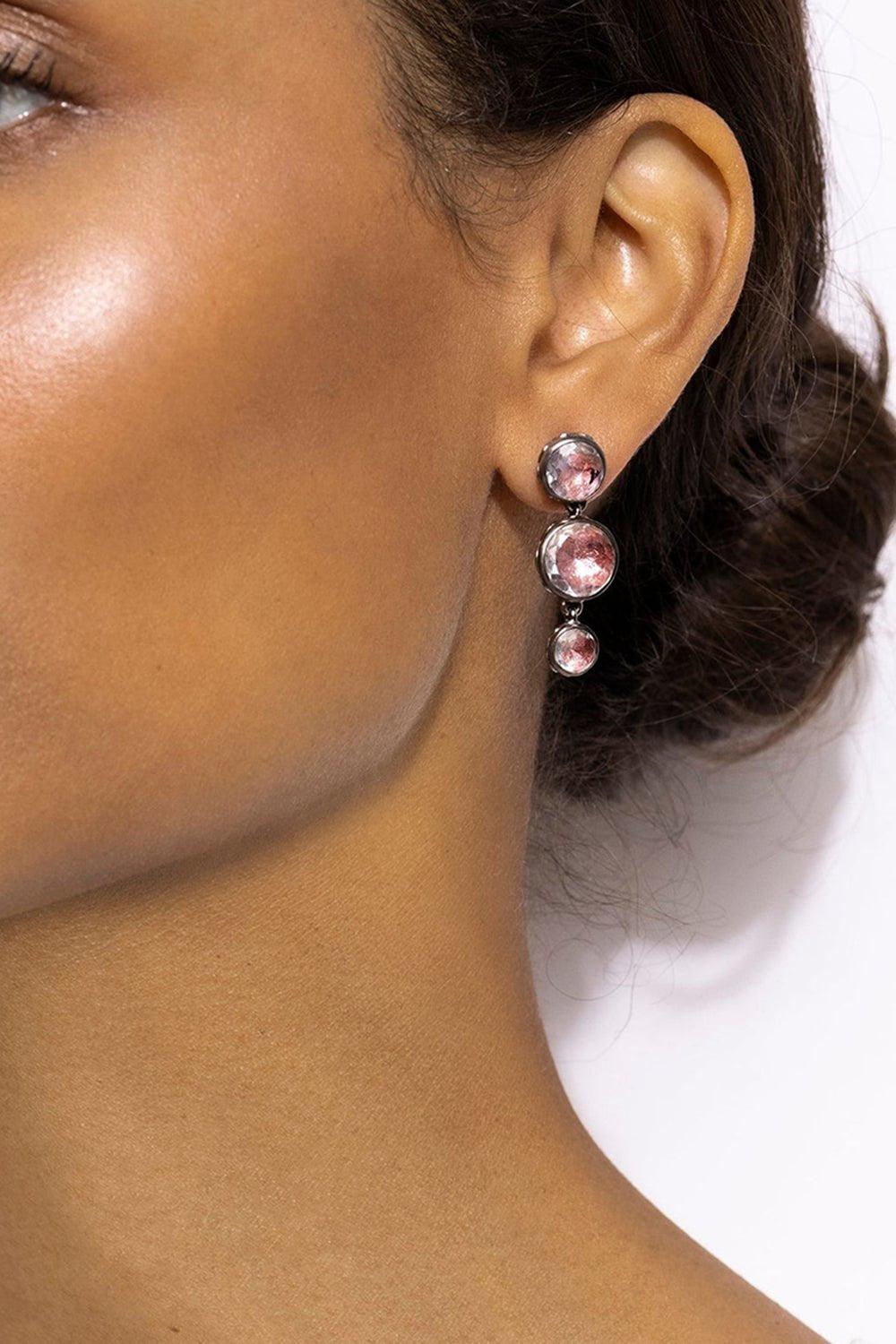 LARKSPUR & HAWK-Catherine Round 3-Drop Earrings-SILVER