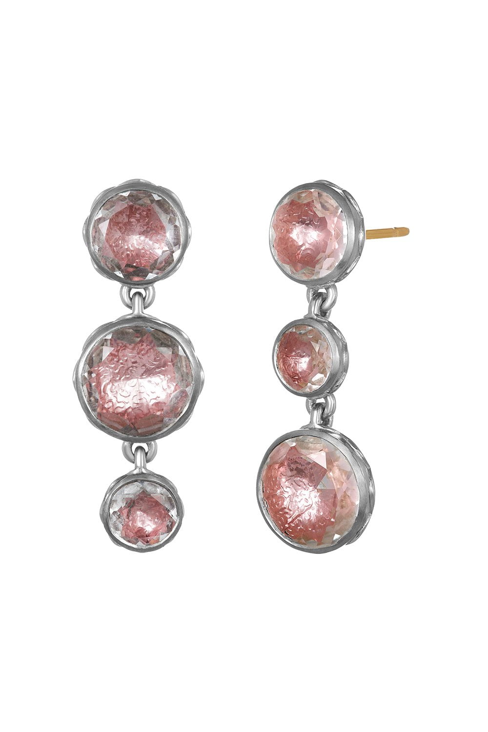 LARKSPUR & HAWK-Catherine Round 3-Drop Earrings-SILVER