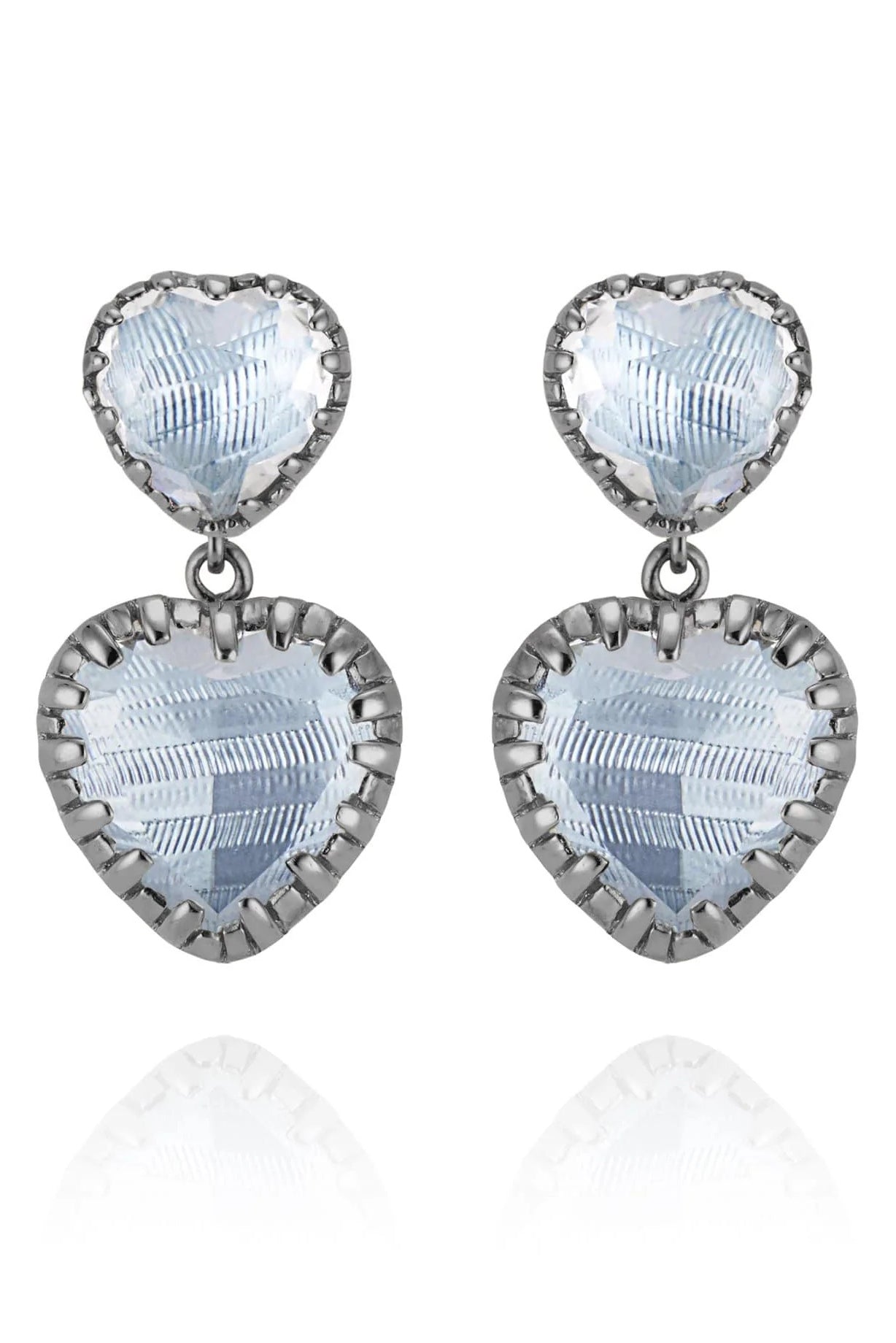 LARKSPUR & HAWK-Chambray Valentina "I Love NY" 2-Drop Earrings-SILVER