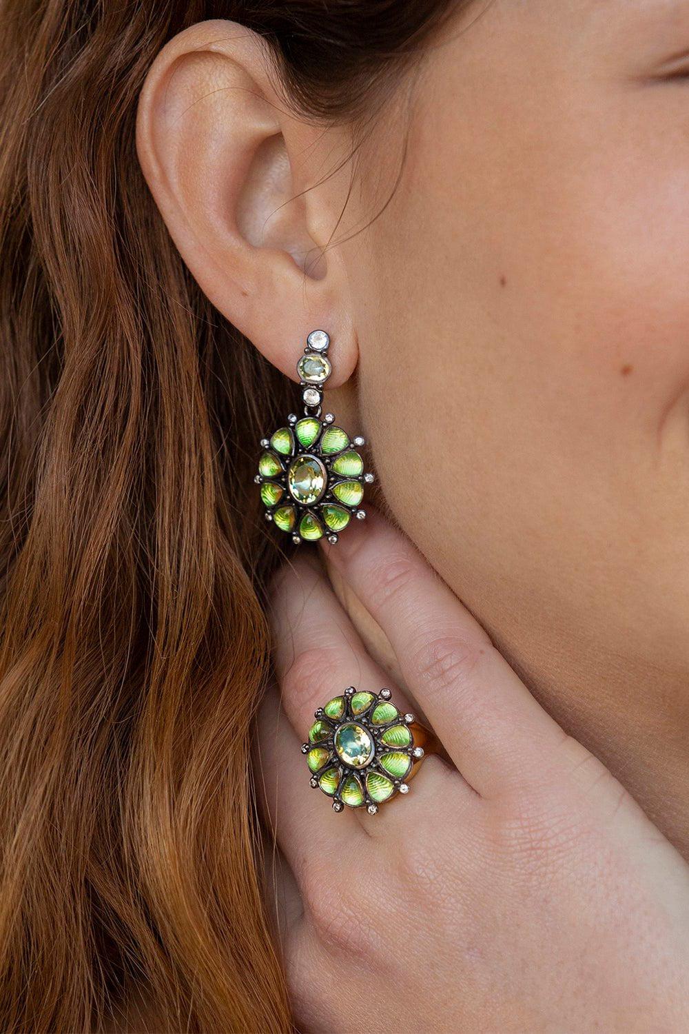 LARKSPUR & HAWK-Luzia Princesa Cluster Drop Earrings-SILVER