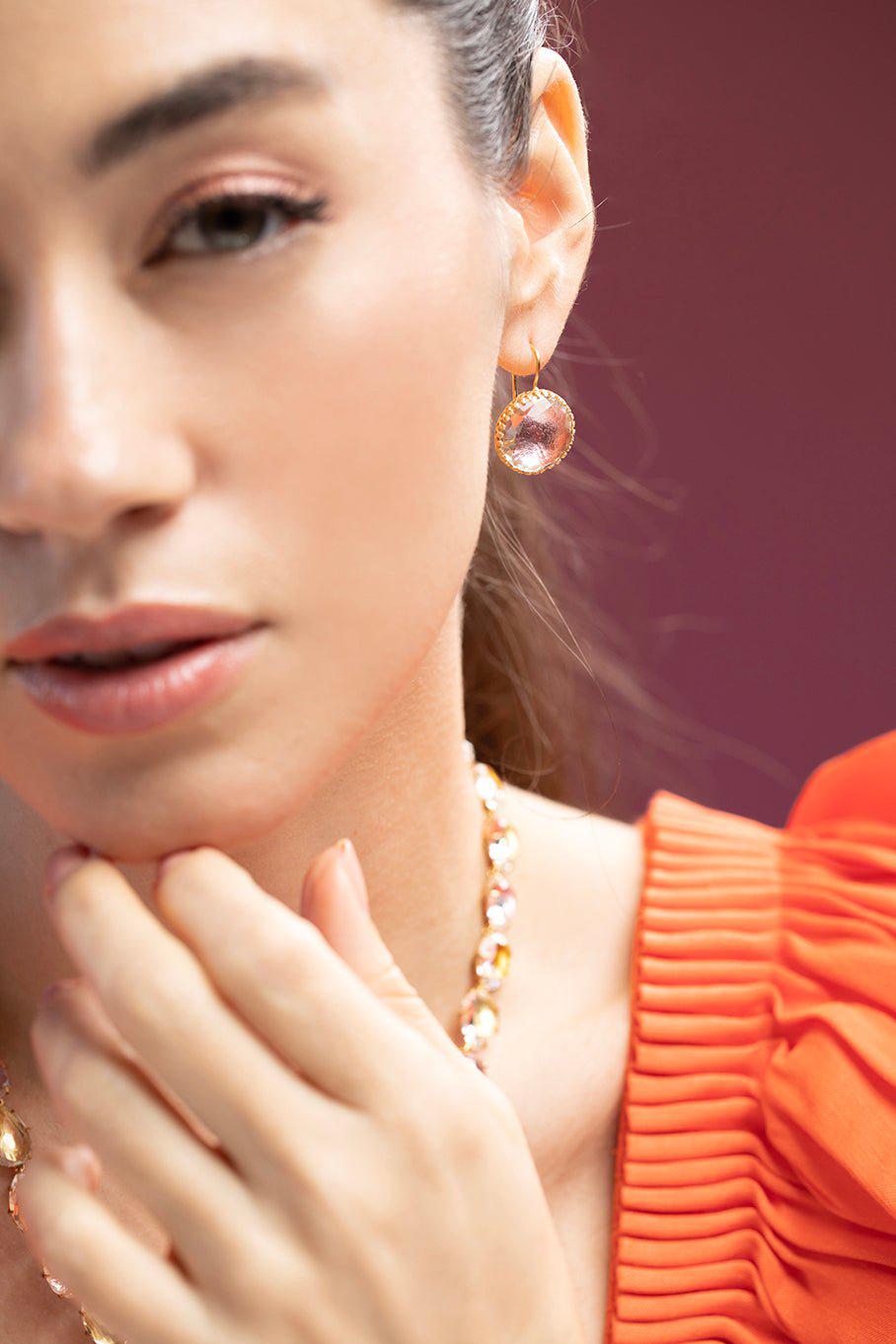 LARKSPUR & HAWK-Olivia Button Drop Earrings-SILVER
