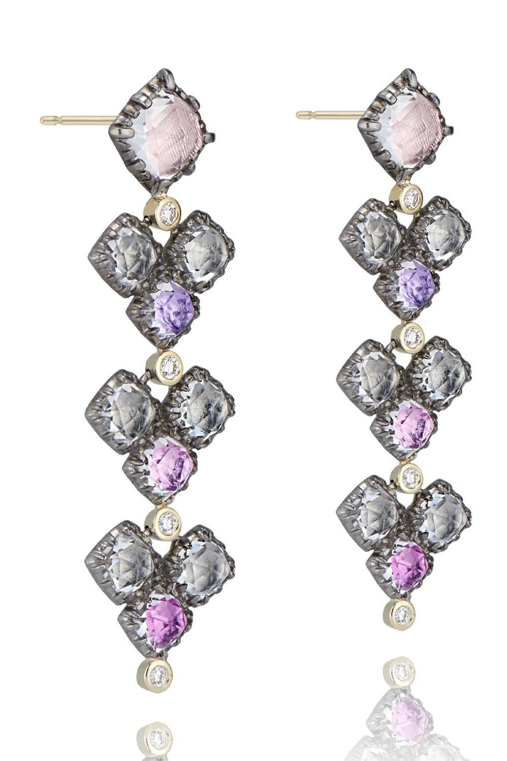 LARKSPUR & HAWK-Sadie Cluster 4-Drop Earrings - Multi Pink-SILVER