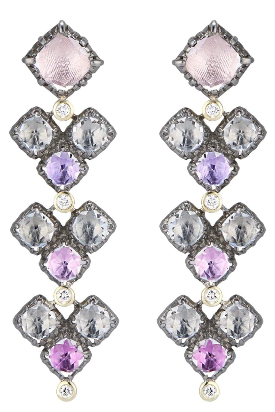 LARKSPUR & HAWK-Sadie Cluster 4-Drop Earrings - Multi Pink-SILVER