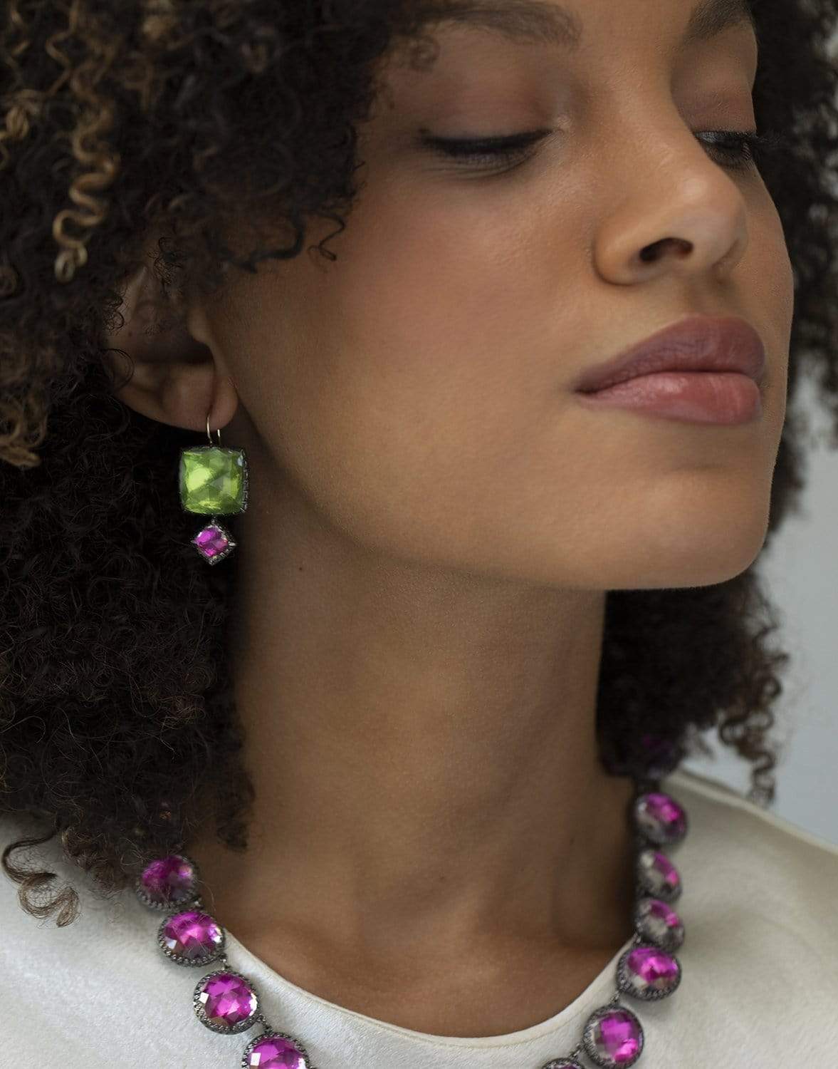 LARKSPUR & HAWK-Sadie Mis-Matched Double Drop Earrings - Verbena-SILVER
