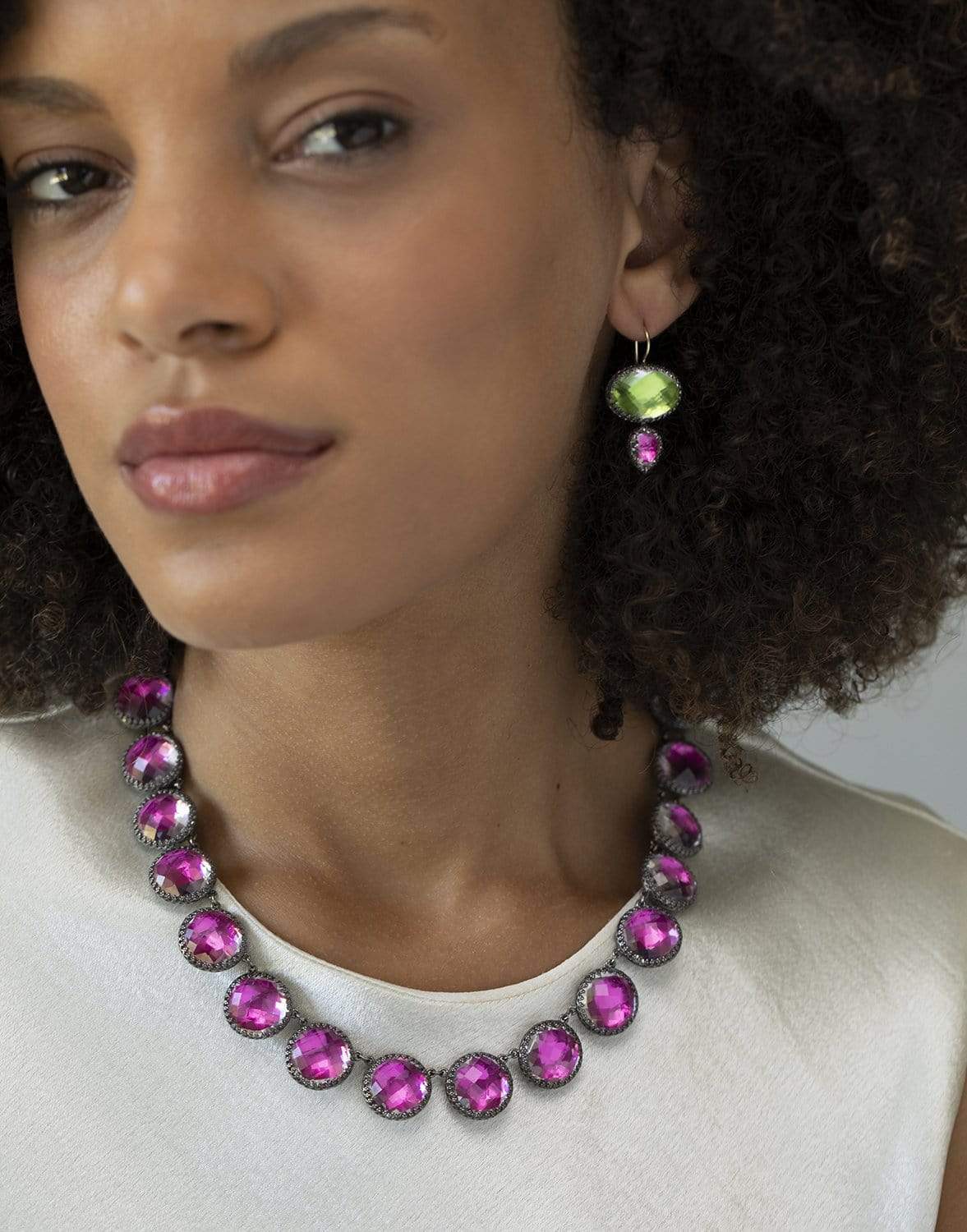 LARKSPUR & HAWK-Sadie Mis-Matched Double Drop Earrings - Verbena-SILVER