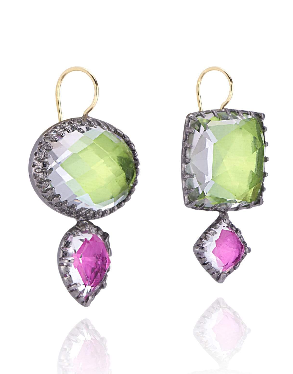 LARKSPUR & HAWK-Sadie Mis-Matched Double Drop Earrings - Verbena-SILVER