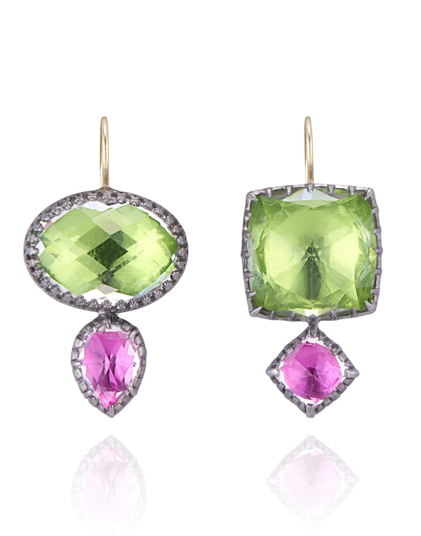 LARKSPUR & HAWK-Sadie Mis-Matched Double Drop Earrings - Verbena-SILVER