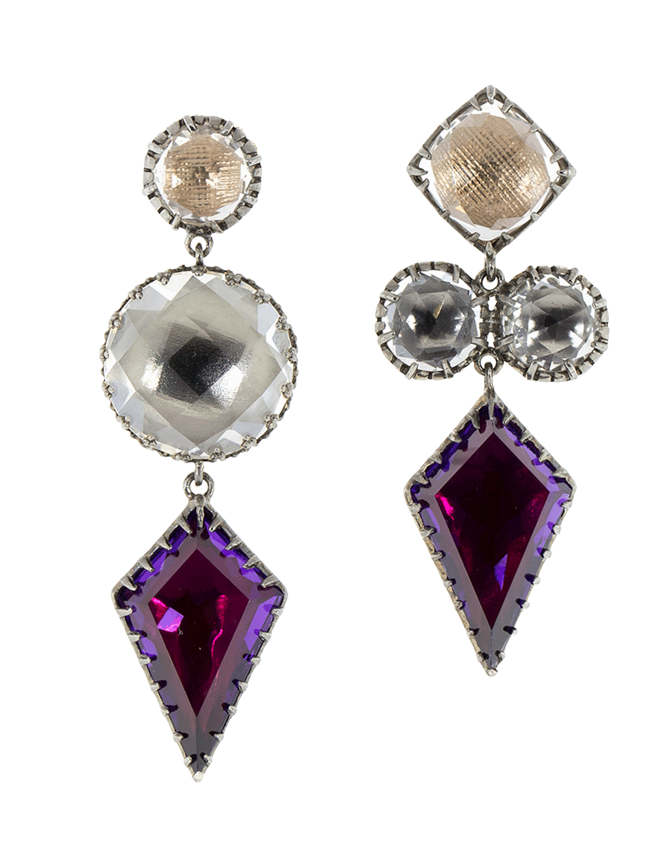 LARKSPUR & HAWK-Sadie Mis-Matched Kite Three Drop Earrings-SILVER