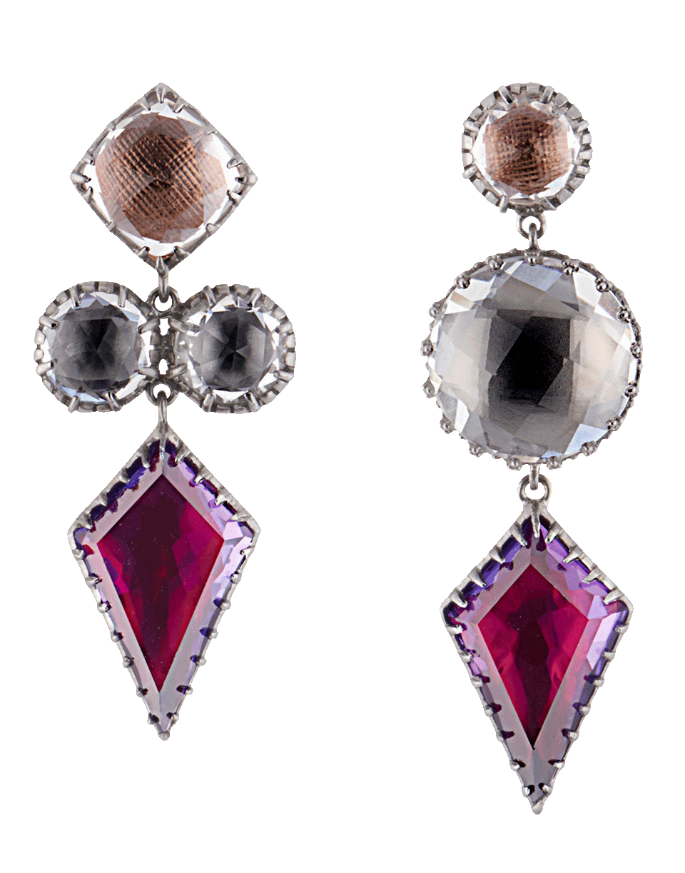 LARKSPUR & HAWK-Sadie Mis-Matched Kite Three Drop Earrings-SILVER