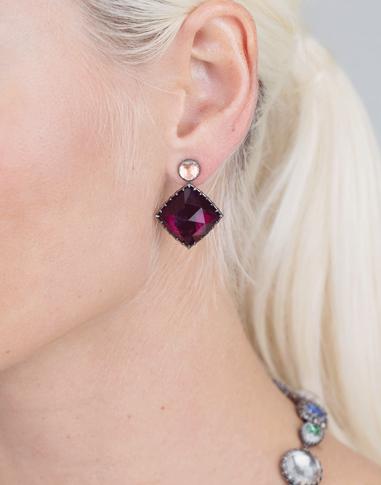 LARKSPUR & HAWK-Sadie Mis-Matched Scarlet Earrings-SILVER