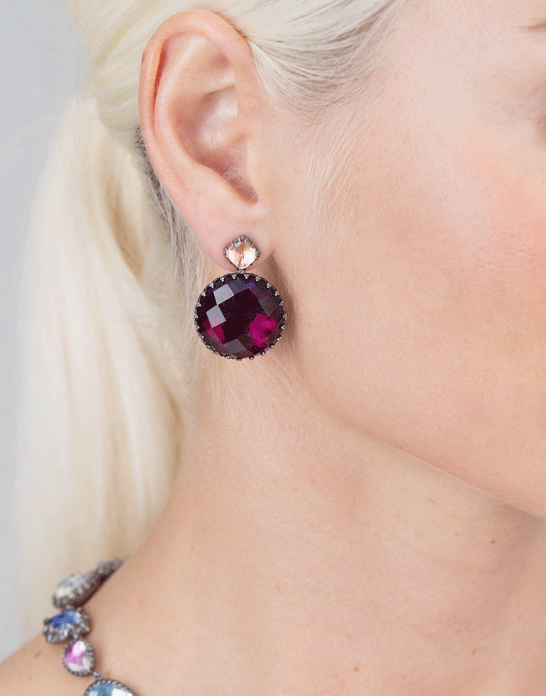 LARKSPUR & HAWK-Sadie Mis-Matched Scarlet Earrings-SILVER