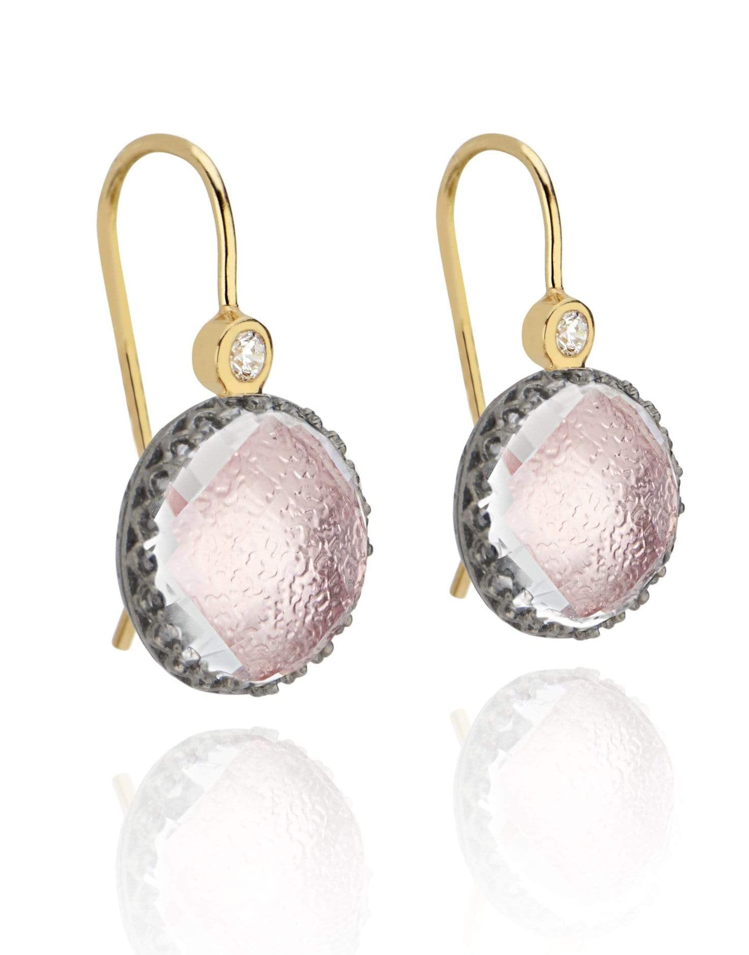 LARKSPUR & HAWK-Small Olivia Button Diamond Earrings - Blush-SILVER