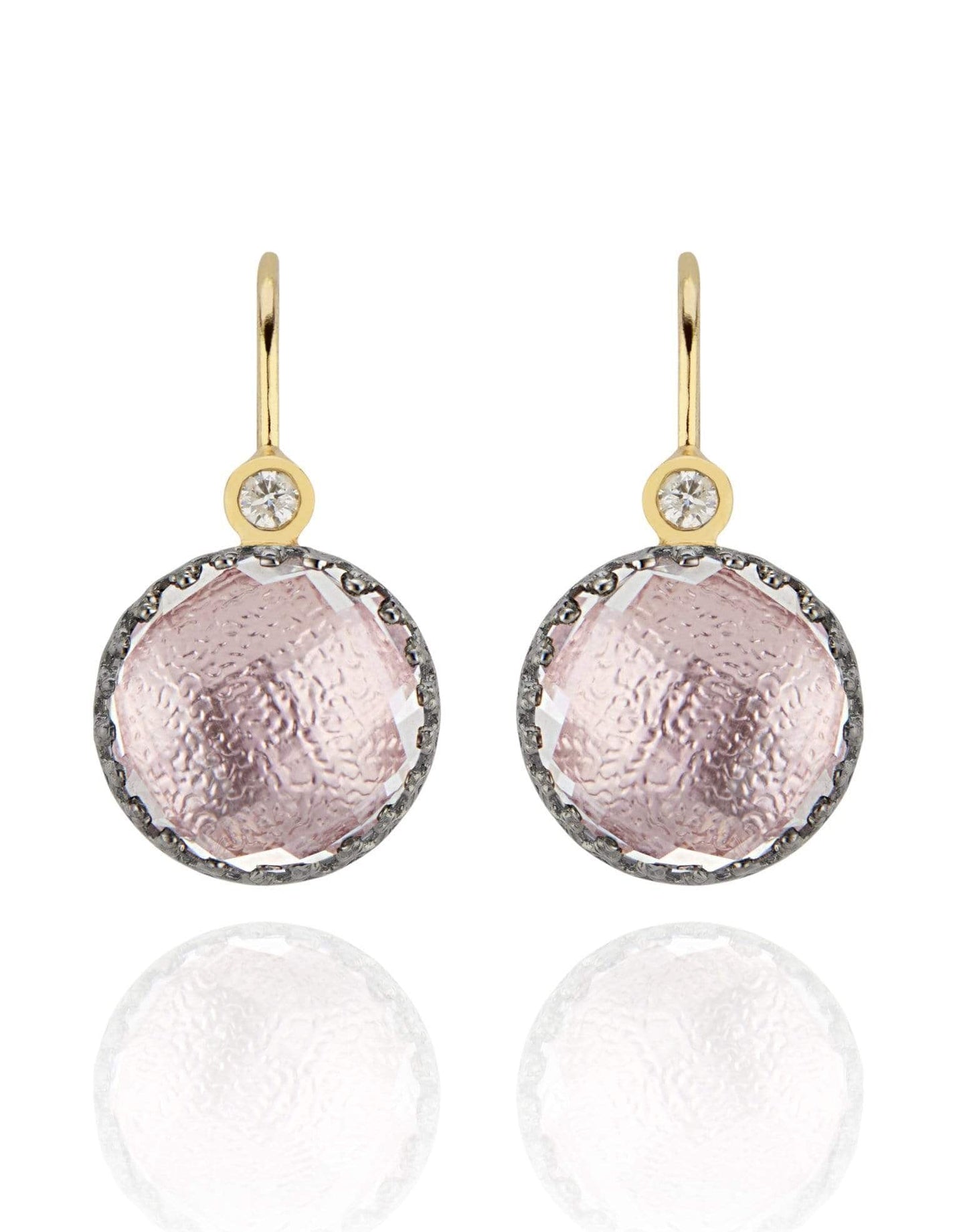 LARKSPUR & HAWK-Small Olivia Button Diamond Earrings - Blush-SILVER