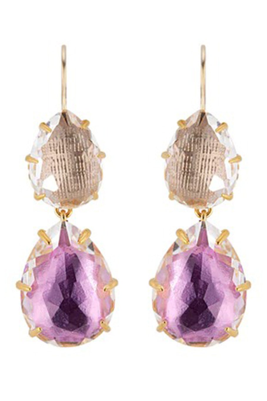 LARKSPUR & HAWK-Caterina Double Drop Earrings-YELLOW GOLD