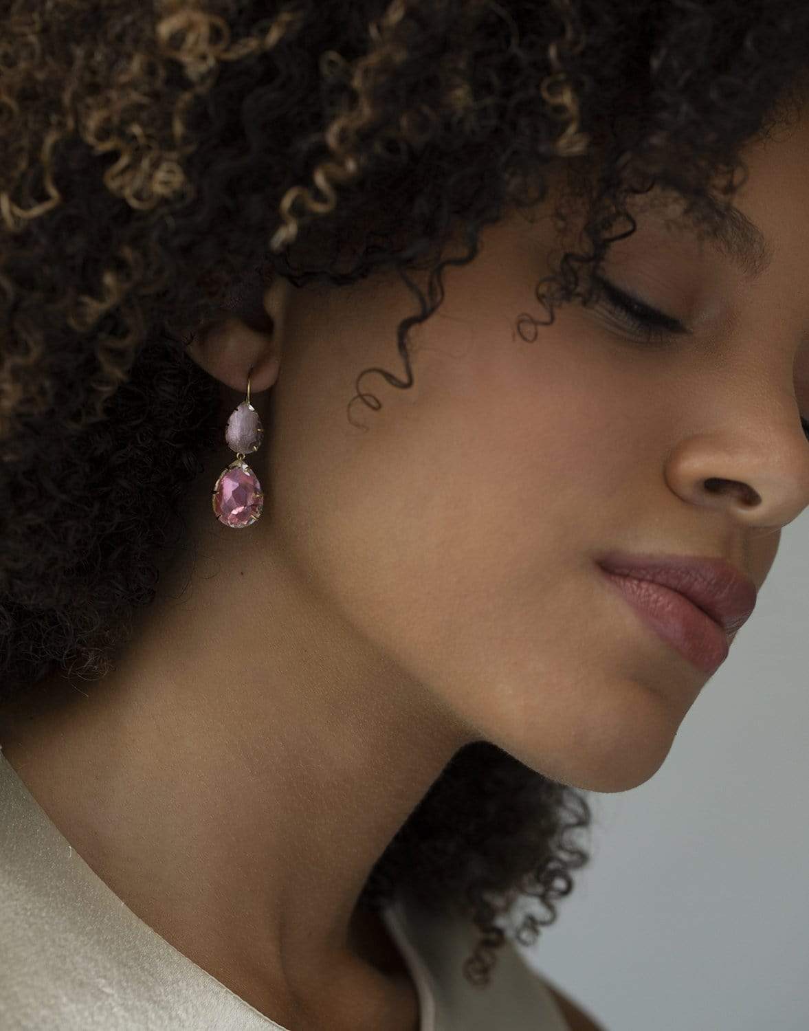 LARKSPUR & HAWK-Caterina Large Double Drop Earrings - Peach-YELLOW GOLD