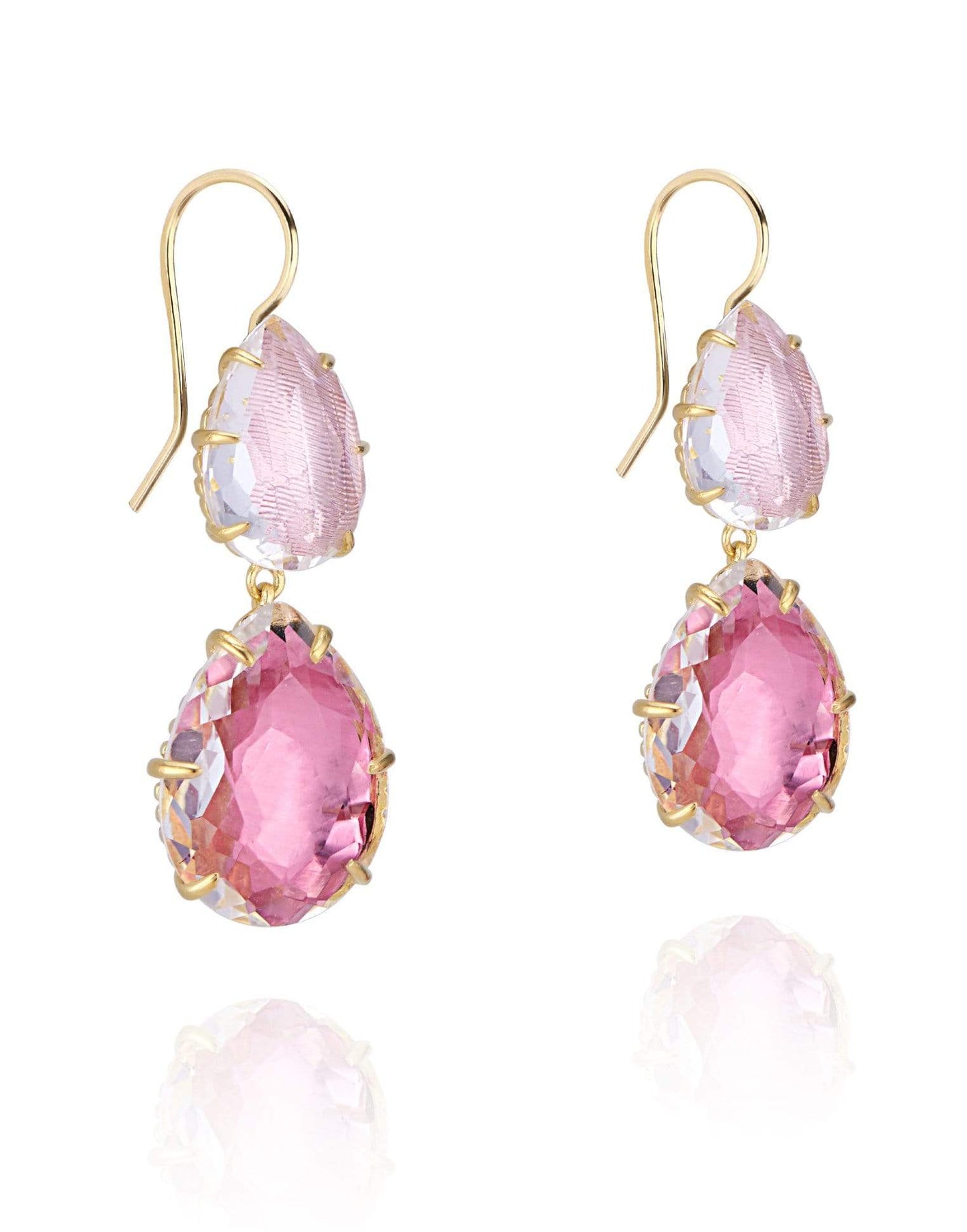 LARKSPUR & HAWK-Caterina Large Double Drop Earrings - Peach-YELLOW GOLD