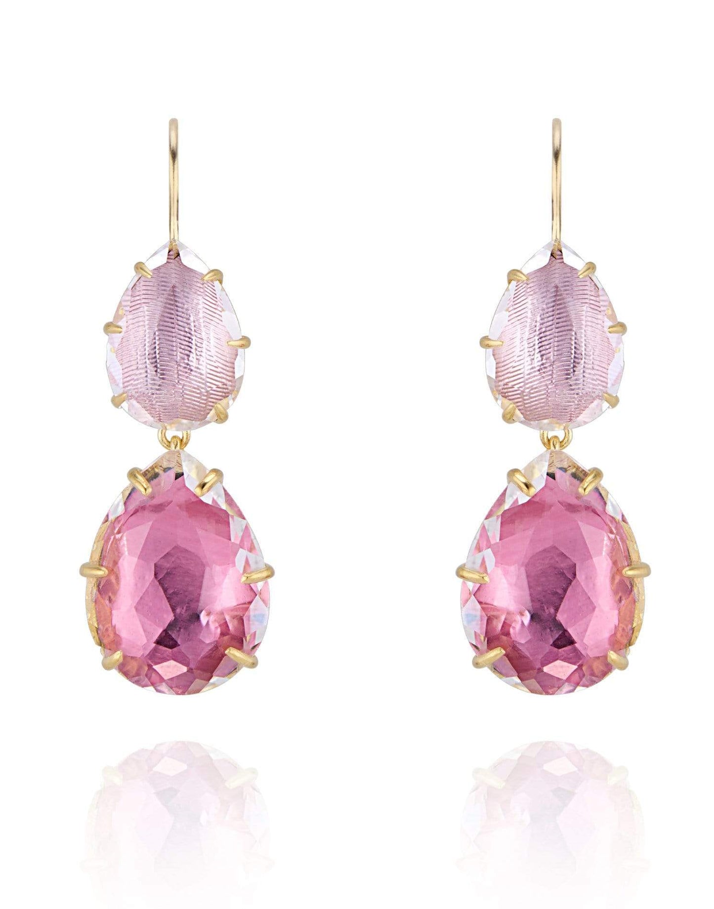 LARKSPUR & HAWK-Caterina Large Double Drop Earrings - Peach-YELLOW GOLD
