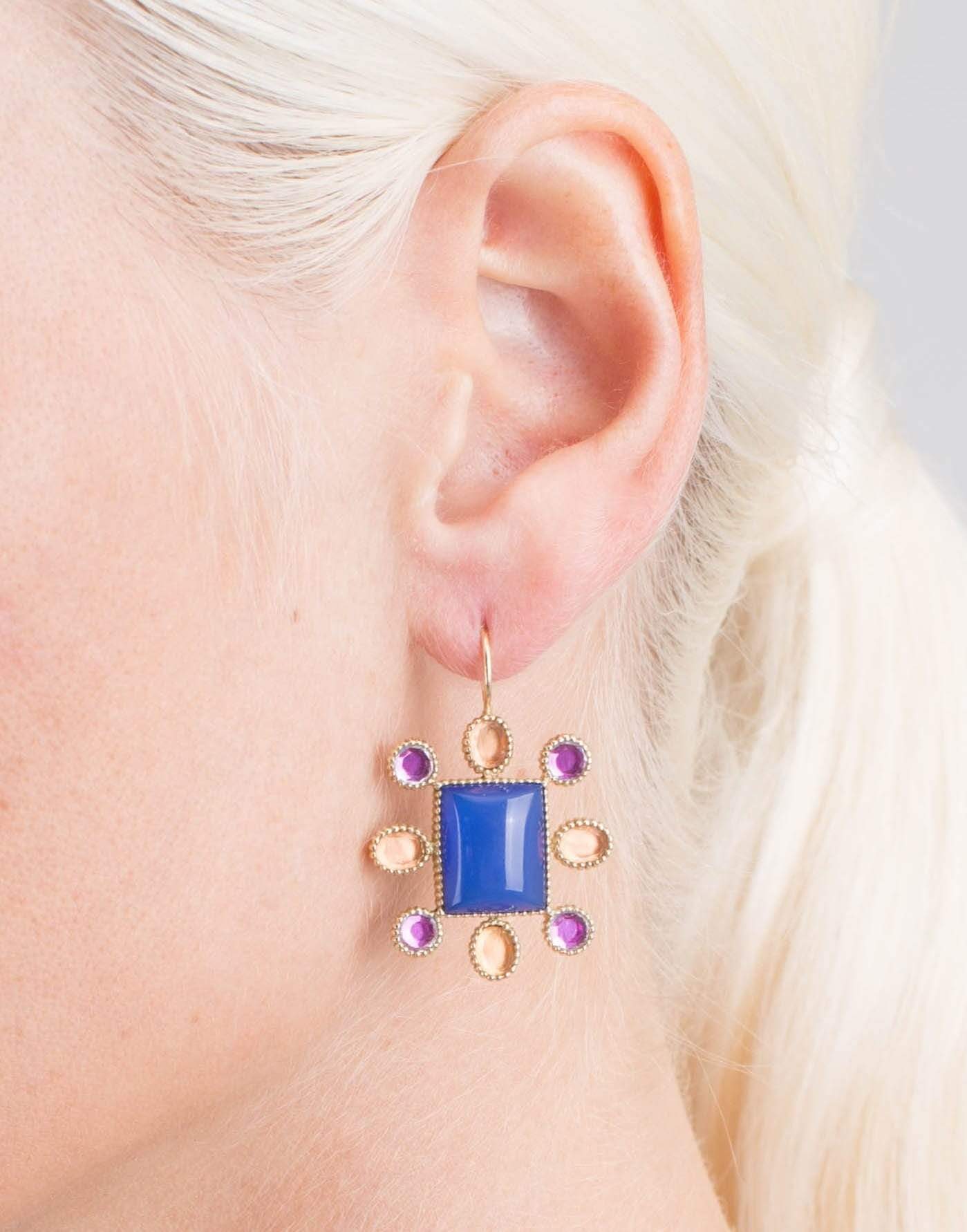 LARKSPUR & HAWK-Cora Cushion Earrings-YELLOW GOLD