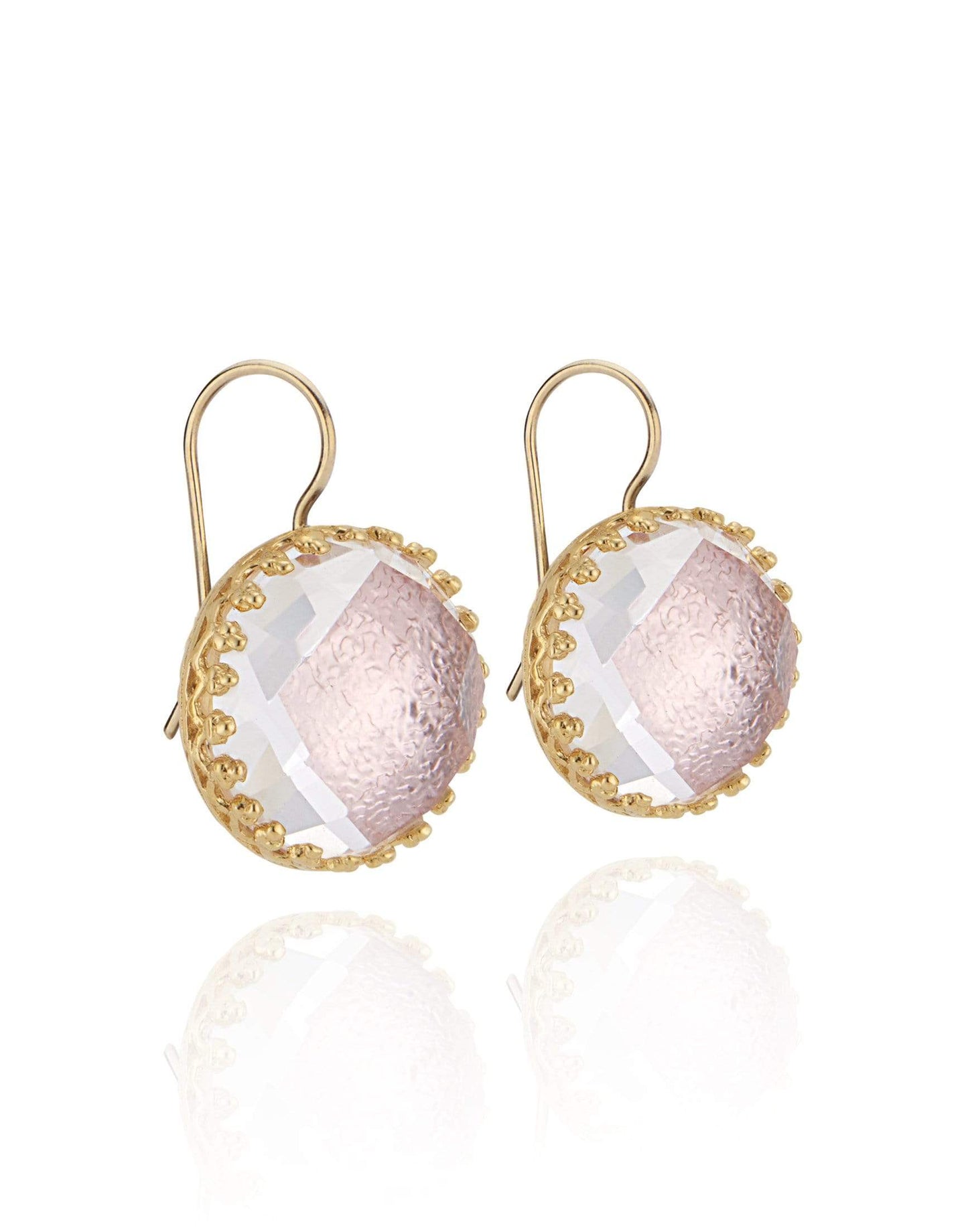 LARKSPUR & HAWK-Olivia Button Earrings - Blush-YELLOW GOLD