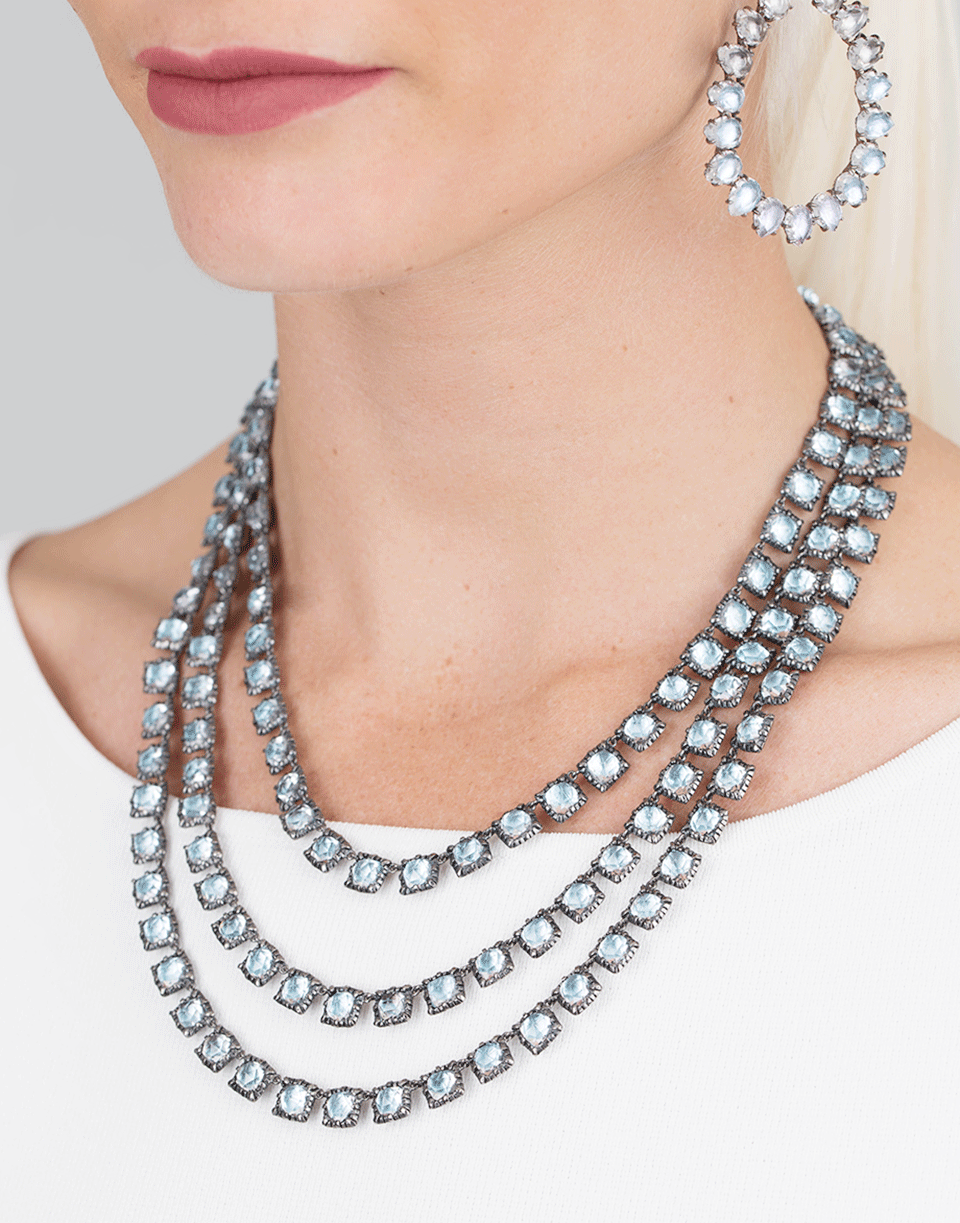 LARKSPUR & HAWK-Antoinette 3 Strand Quartz Necklace-SILVER