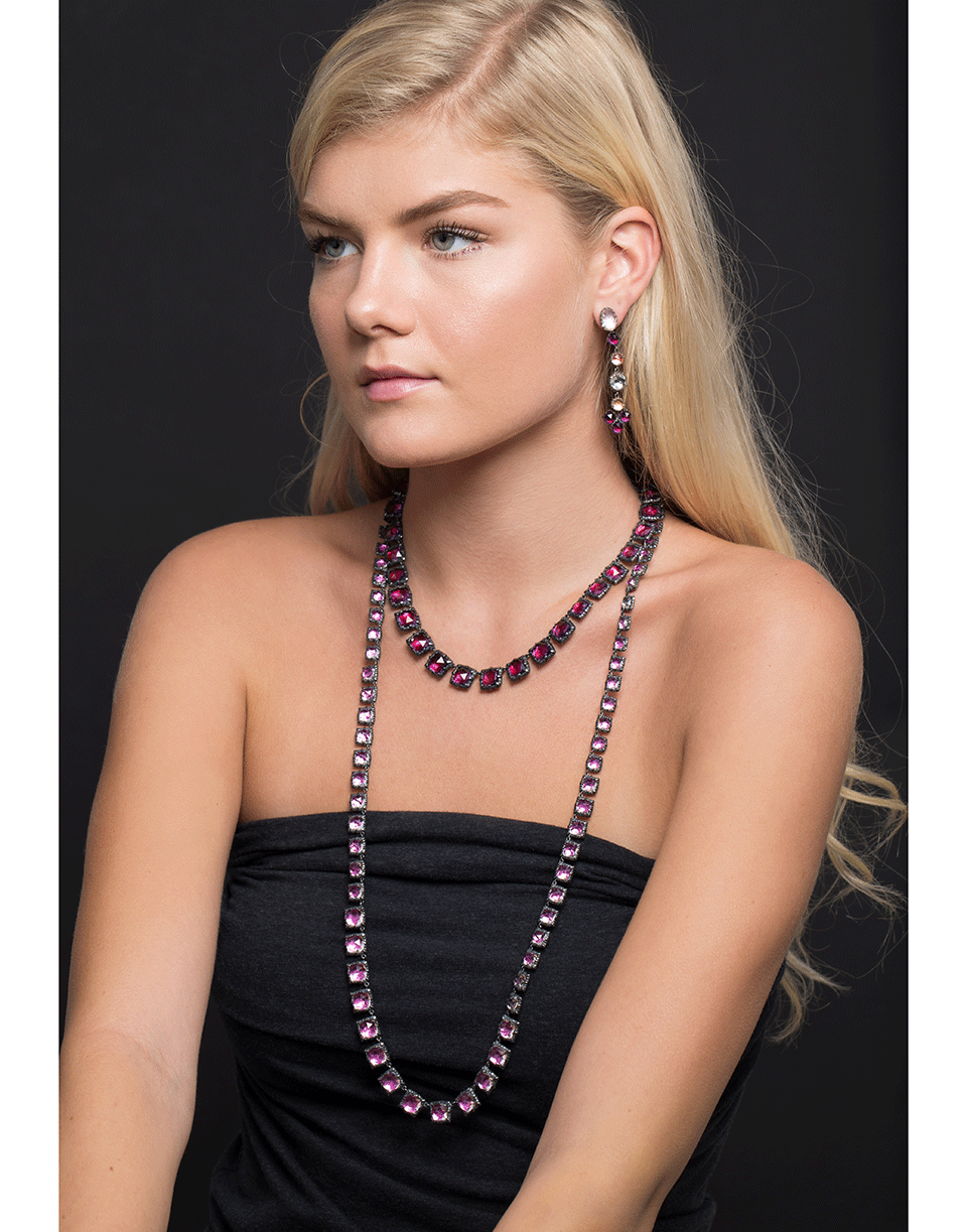 LARKSPUR & HAWK-Bella Graduated Long Riviere Necklace-SILVER