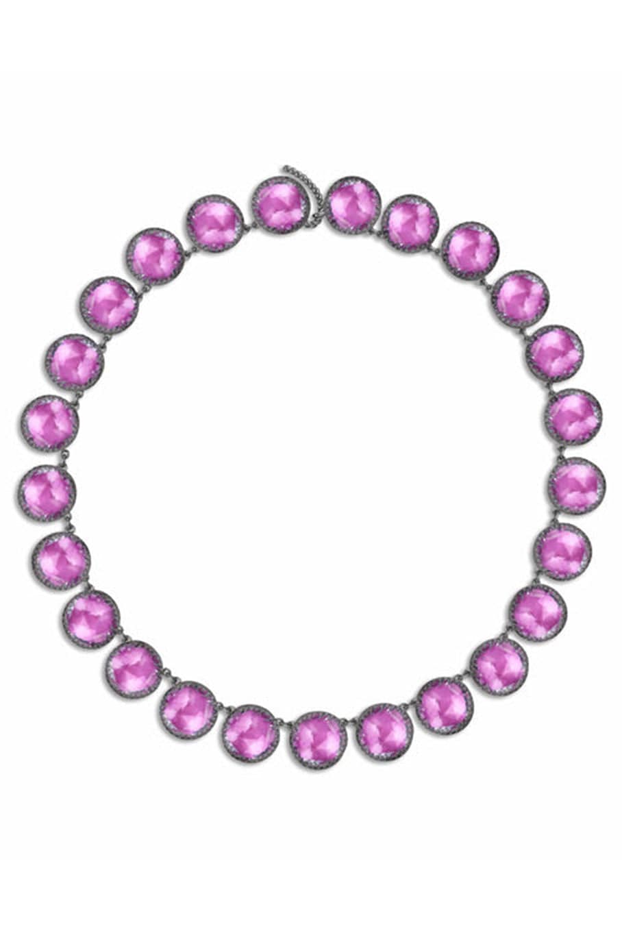 LARKSPUR & HAWK-Olivia Button Rivière Necklace - Fuchsia-SILVER