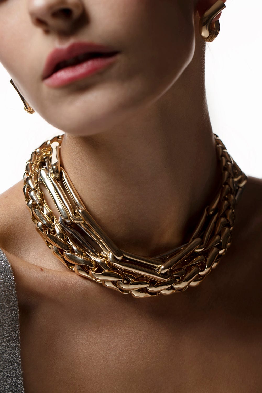 LAUREN RUBINSKI-LR3 - Extra Large Yellow and White Gold Necklace-YELLOW GOLD